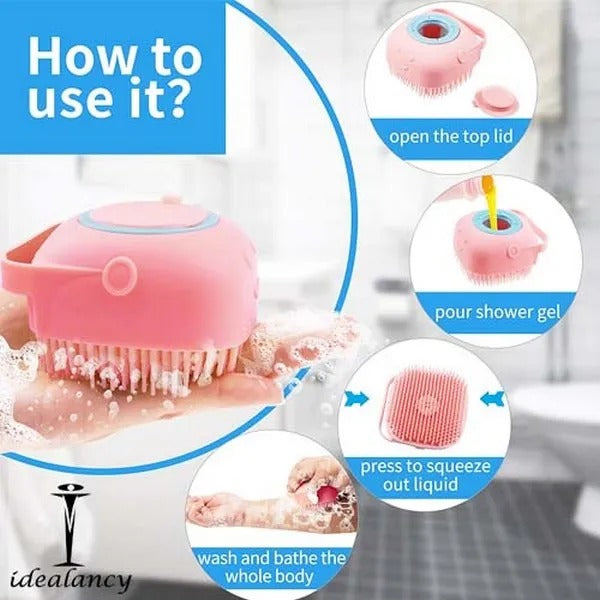 Silicone Bath Body Brush | Exfoliating Scrub with Soap Dispenser | Ultra Soft Shower Sponge & Massager | Random Colours