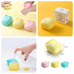 Silicone Bath Body Brush | Exfoliating Scrub with Soap Dispenser | Ultra Soft Shower Sponge & Massager | Random Colours